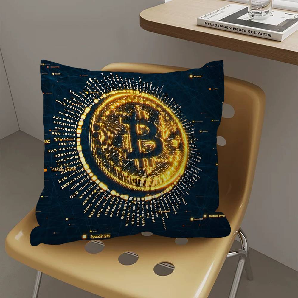 Luxury Bitcoins Pillow Cover for Bedroom Room and Living Room Sofa Decorative Cushion Cover