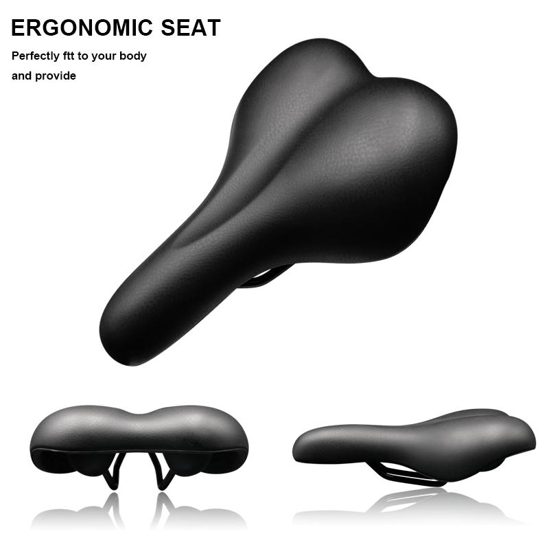 Bicycle Saddle Thicken PU Leather Sponge Shockproof Mountain Road Bike Soft Comfortable Seat Cushion Cycling Accessories