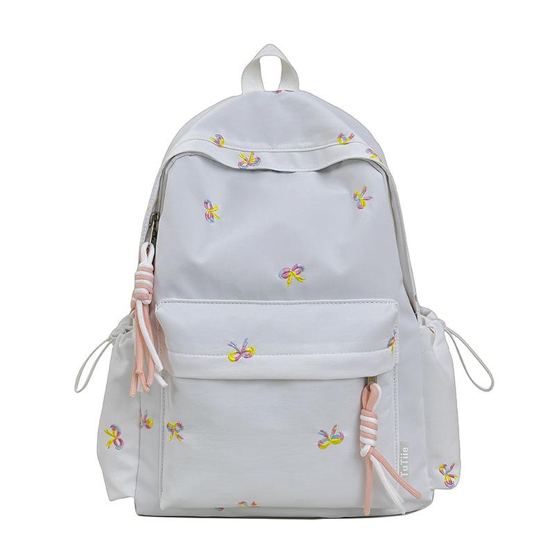 Backpack with Embroidered Bow Pattern for Teenage Girls Daily Use Cute Kawaii Style