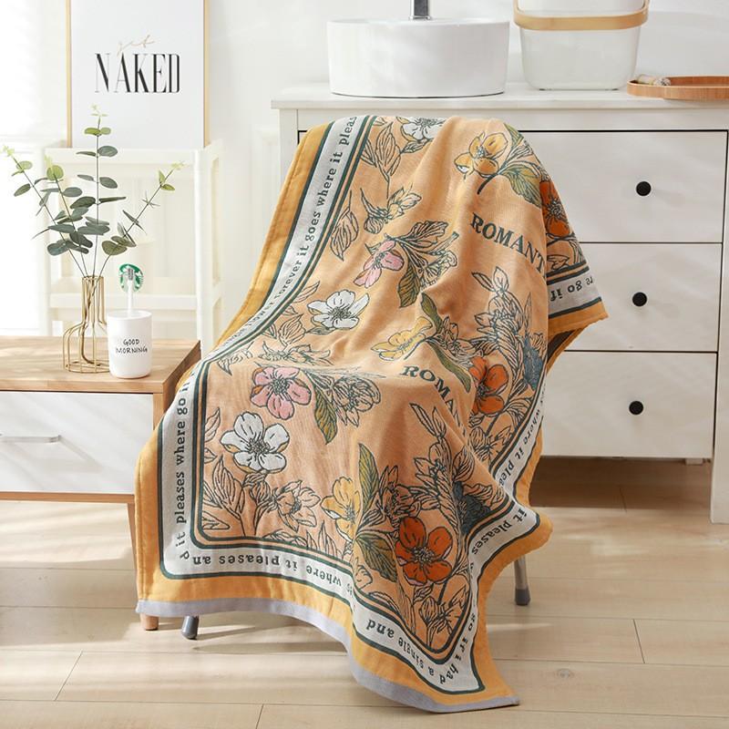 China Colored Jacquard Pure Cotton Four-Layer Gauze Bath Towel Men Women Extra-Large Adult Beach Towel Soft Absorbent