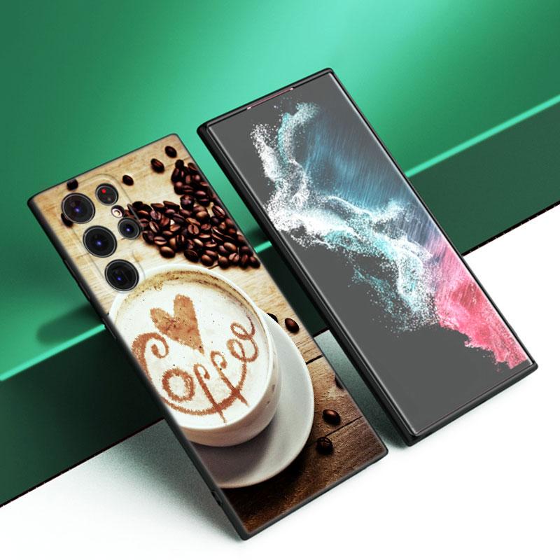 

Кофейная чашка вина черный силиконовый чехол для телефона Samsung Galaxy S23 S21 S20 FE S24 S22 Ultra S10E S10 S9 S8 Plus Samsung S20 Ultra
