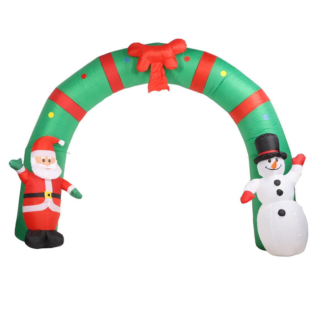 LED-beleuchteter aufblasbarer Weihnachts-Torbogen mit Weihnachtsmann und Schneemann für Außendekorationen für Terrasse und Garten