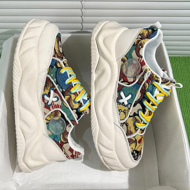 

Мужские парусиновые туфли на толстой подошве, дышащие, удобные, мужские повседневные кроссовки, нескользящие, износостойкие, на платформе, для ходьбы, бега, спортивные туфли 39 коричневый