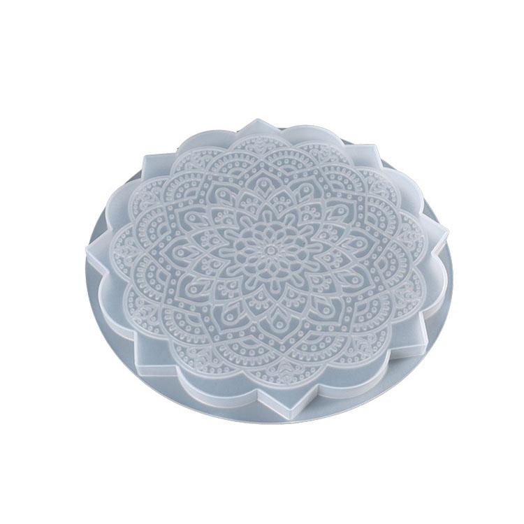 YS Mandala Pattern Round Tray Silicone Mold for DIY Epoxy Resin Flower Plaster Cement Tea Cup Pad Resin Molds Home Decoration