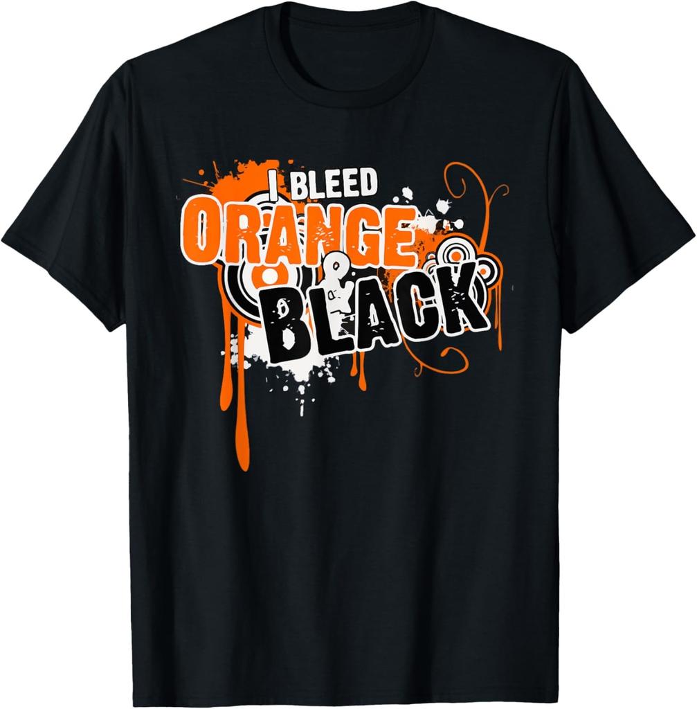 I Bleed Black Orange Sports Team Game Day TShirt