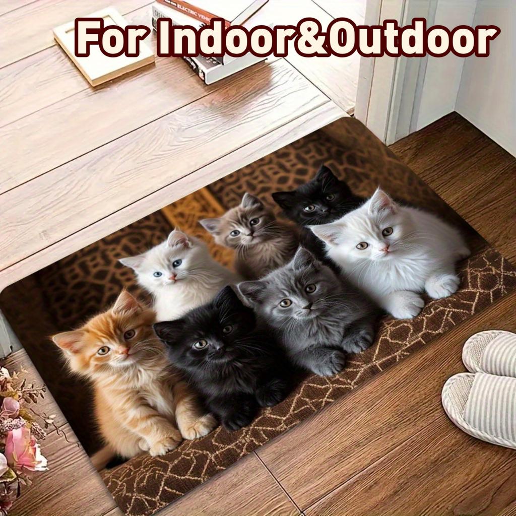 1 piece cat pattern non-slip polyester welcome floor mat