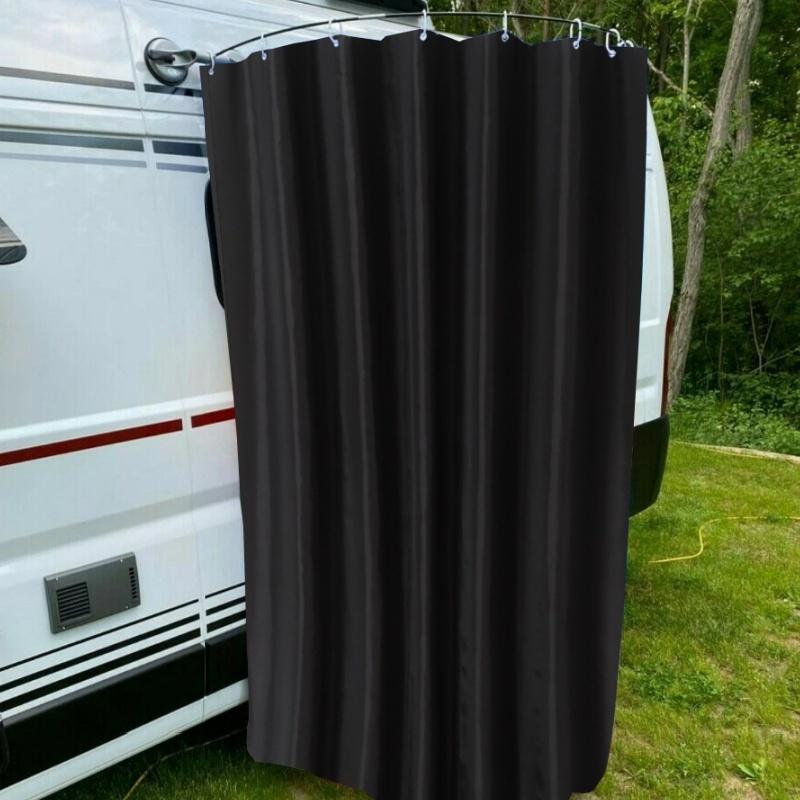 Caravan Camping Shower Cabin Cubicle Kits With Suction Cups Rod Shower Curtain For Motorhomes Travel Outdoor Bathrooms