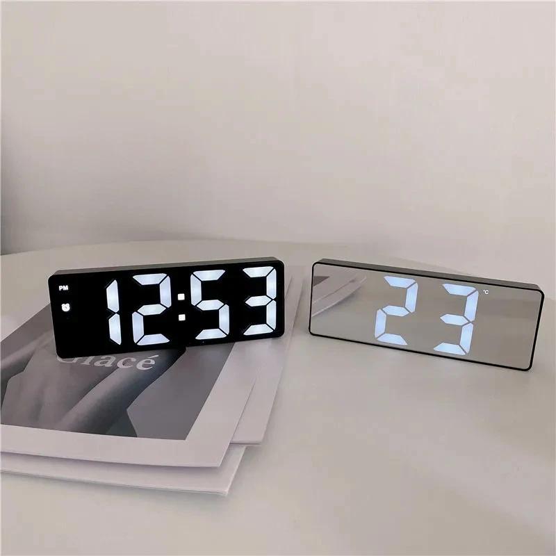 Led Digital Alarm Clock Led Night Mode Control Watches Table Decorations Chargeable Snooze Electronic Voice Music Home Wall Desk