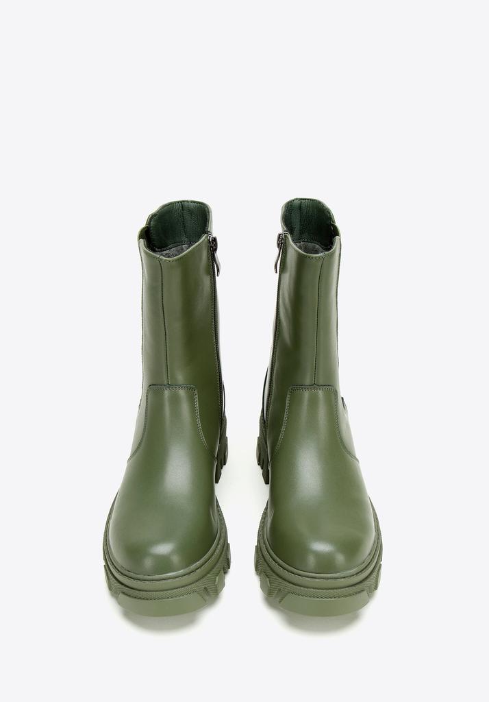 Wittchen Women's Leather Platform Boots Green Natural Leather
