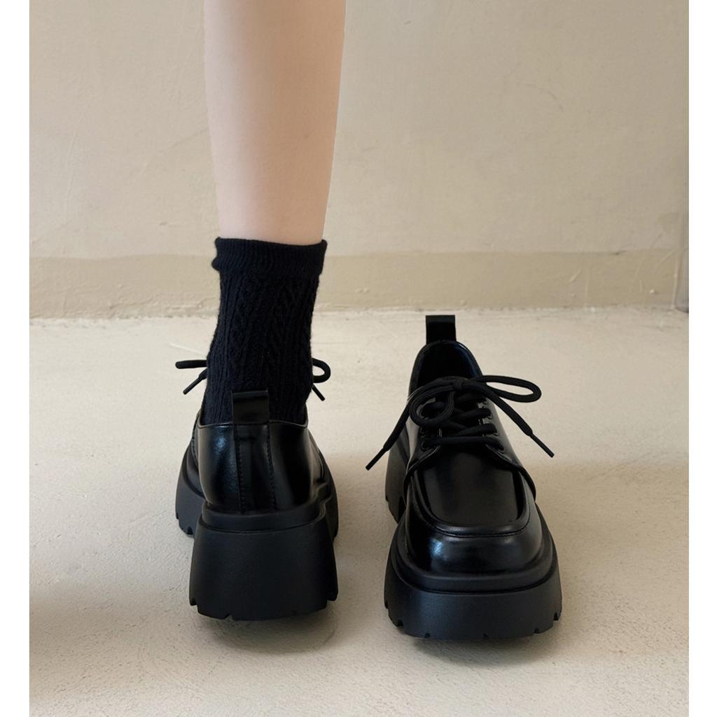 Small leather shoes for women's British style 2025 new spring and summer with skirt jk single shoes black commuter platform loafers for women