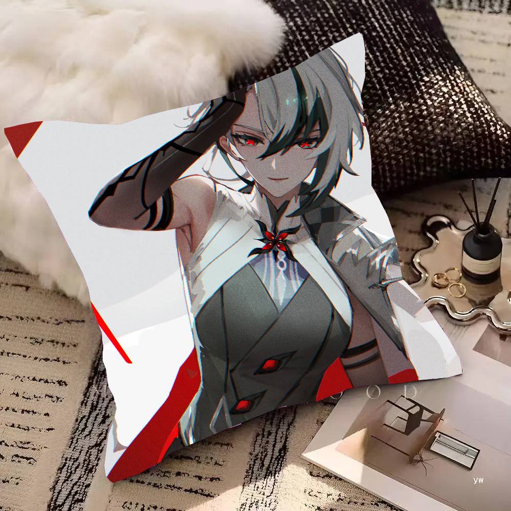 Arlecchino Anime G-Genshin Impact Pillow Case Fashion Square Pillowcase Bedroom Sofa Room Ins Decoration Leisure