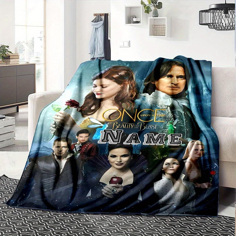 Once Upon A Time Beauty Beast Rose Castle Characters Four Seasons Blanket Customized With Your Name Lightweight And Warm Perfect Gift For Home Office