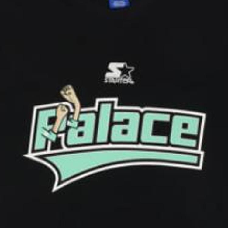 Palace Starter Striped Logo Print Short Sleeve T-Shirt Unisex Tops Black PAL-FW22-146