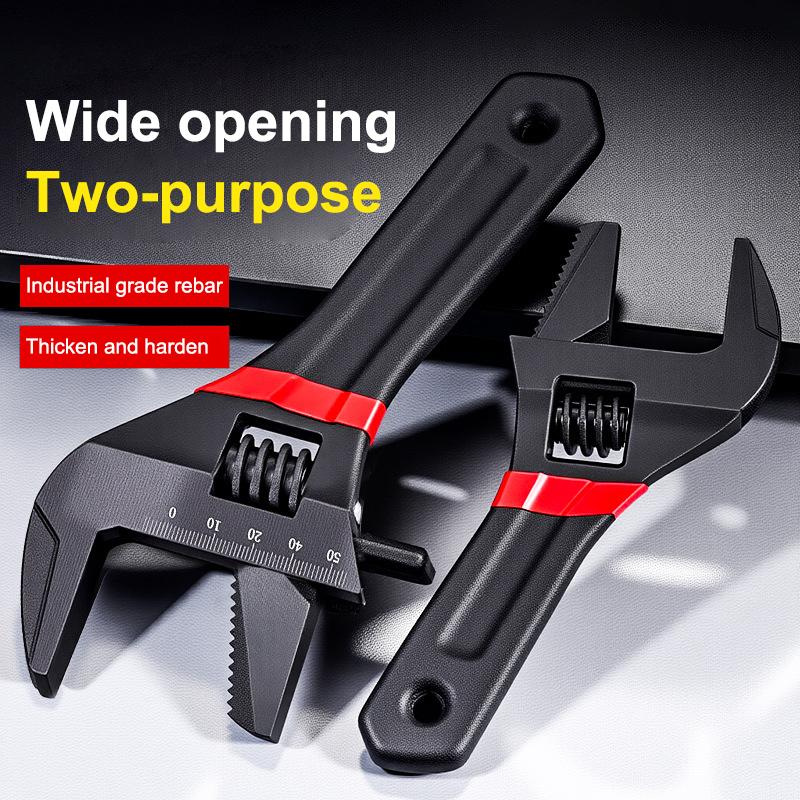 1 Pcs 6/8" Short Handle Adjustable Wrench Oversized Open Bathroom Wrench Mini Small Board Large-Diameter Adjustable Short Handle