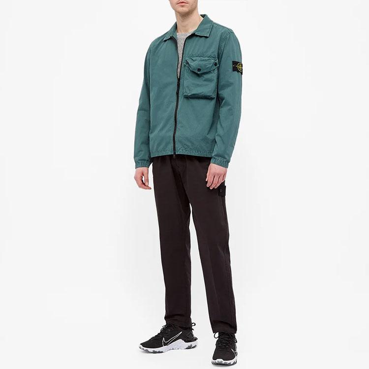 STONE ISLAND Zip Pocket Overshirt Petroleum Men Tops Blue 7415117WN-V0157