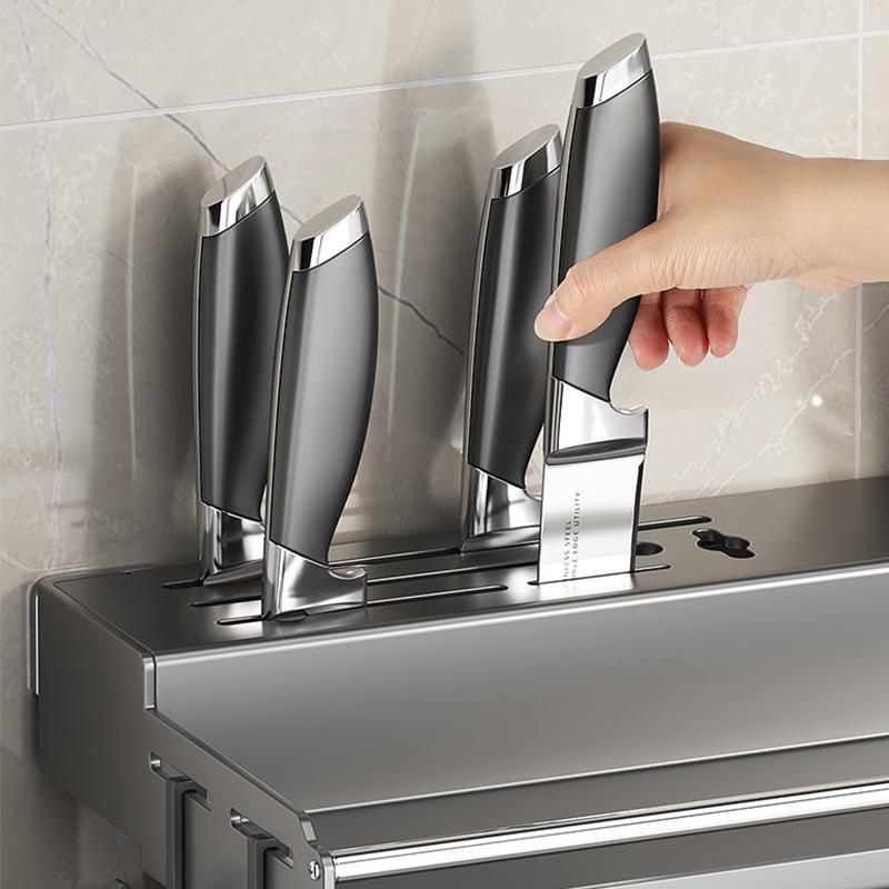 30/40/50 CM Organizer κουζίνας Ράφι επιτοίχια ράφι αποθήκευσης μπαχαρικών Πολυλειτουργική σχάρα μαχαιριών για μπουκάλια καρυκεύματος