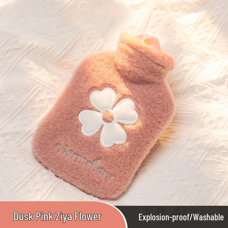 

Four-Leaf Clover Plush Hot Water Bottle - Student Hand Warmer & Safe Water Injection Bag 500ml