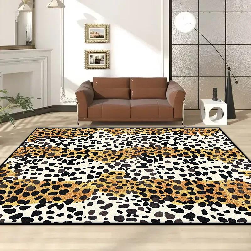 American Style Leopard Print Living Room Carpet Modern Decoration Sofa Area Easy Clean Rug Home Bedroom Entrance Door Mat