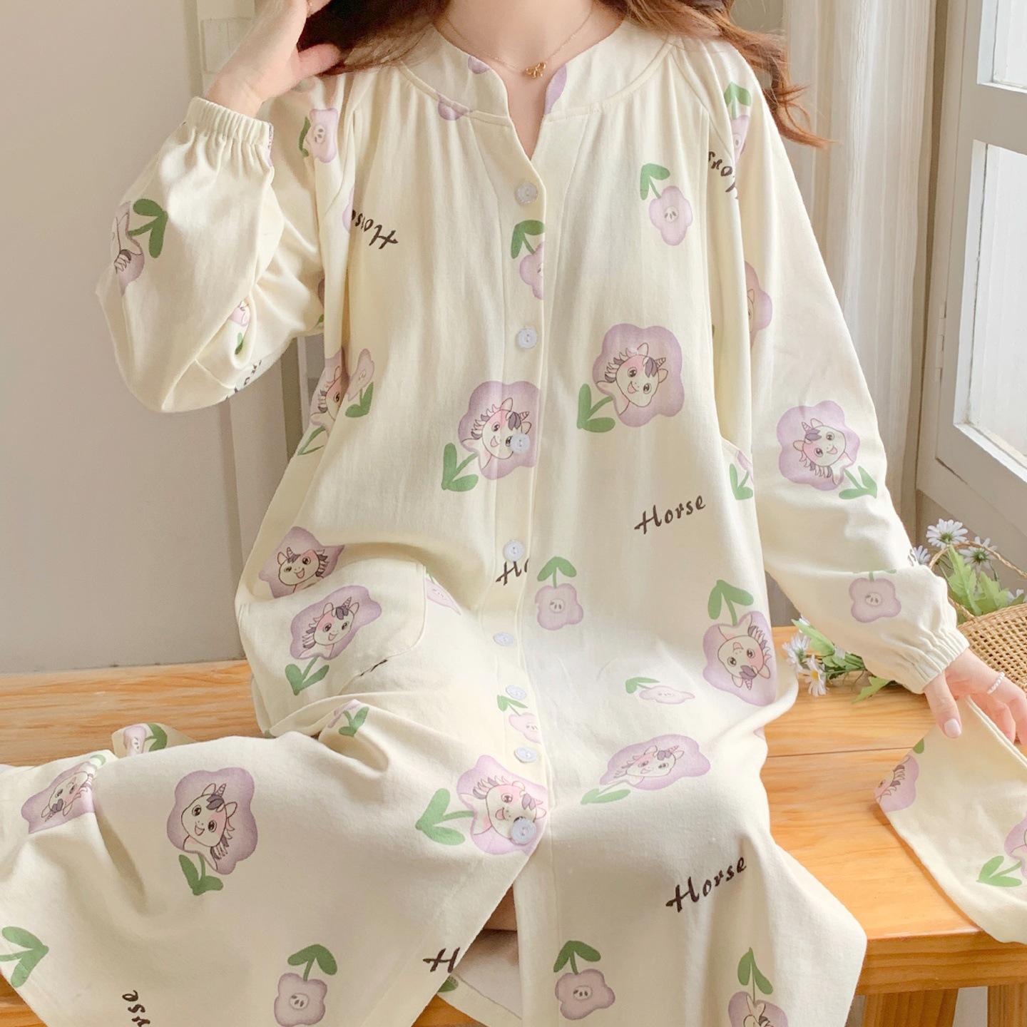 

Thin Maternity Nightgown with Built-in Bra for Postpartum & Breastfeeding, Ideal for Spring/Autumn, Labor Room, Pregnant Women. XL