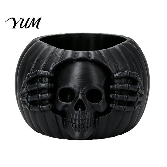 Decorative Pen Holder for Office Halloween Skull Pumpkin Holder, Gothic Pencil Cup, Spooky Autumn Desktop Decor Accessories Desk Organizer Party Home