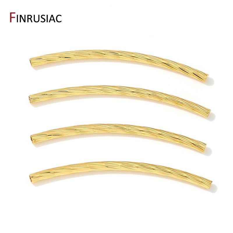 18K Gold Plated Brass Long Curved Twisted Tube Beads Accessories For Jewelry Making,Handmade DIY Jewellery Findings Components