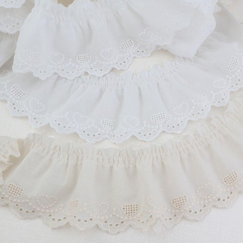 DIY Craft Ribbon White Ruffle Lace Trim Cotton Width 7cm Lace Fabric Ruffle Design Embroidery Trim