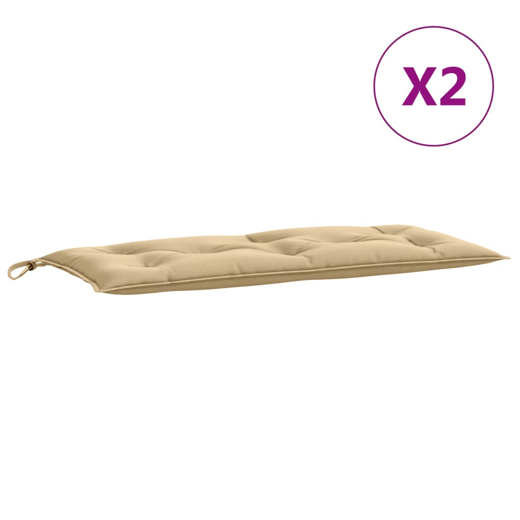 Garden Bench Cushions 2 Pcs Beige Melange 100x50x7 Cm Fabric