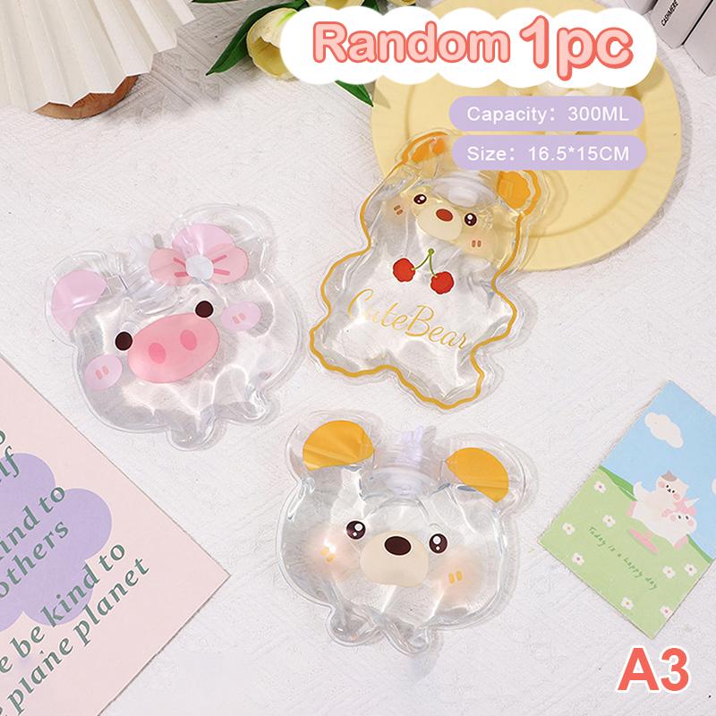 Portable Safe Hot Water Bag Cute Girl Heart Relaxing Transparent Warm Water Bottle Household Mini PVC Material Hand Warmer 1pc