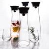 Glass Water Pitcher, Heat Resistant Cold Brew Jug with Lid, 800ml/1200ml/1500ml Large Iced Tea Carafe for Fridge
