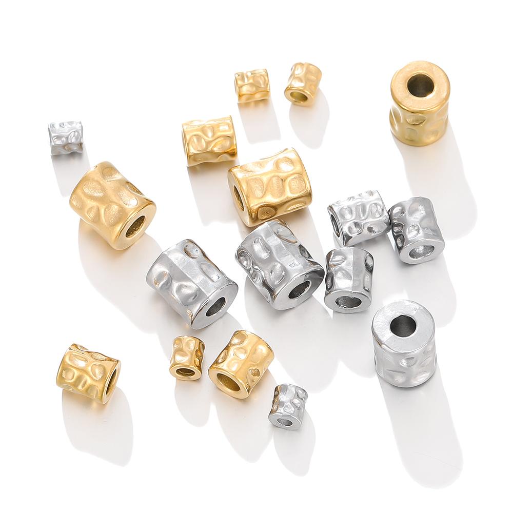 5Pcs/lot Stainless Steel Cylinder Tube Bead Gold Plated Spacer Dot Bead for Bracelet Friendship DIY Jewelry Making Necklace Seed