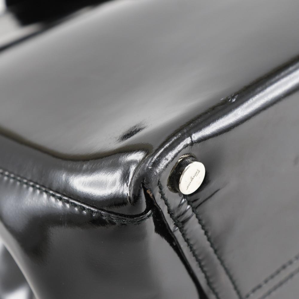 Salvatore Ferragamo Vala Handbag Black Patent Leather Women Used