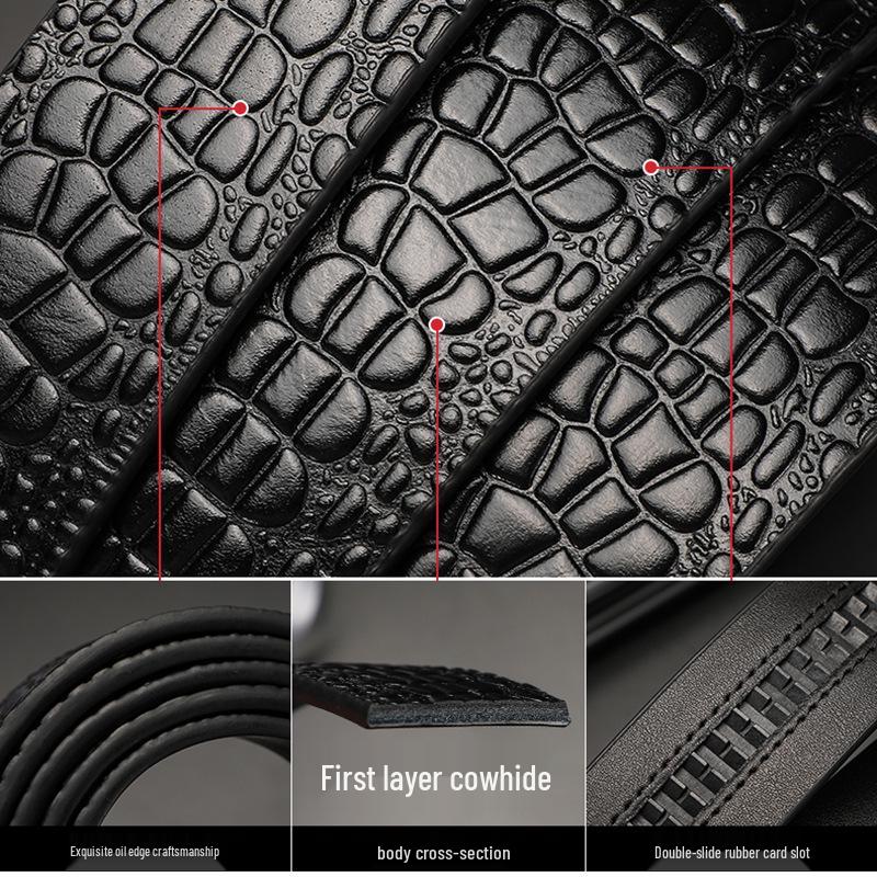 Men's Premium Crocodile Pattern Leather Automatic Belt