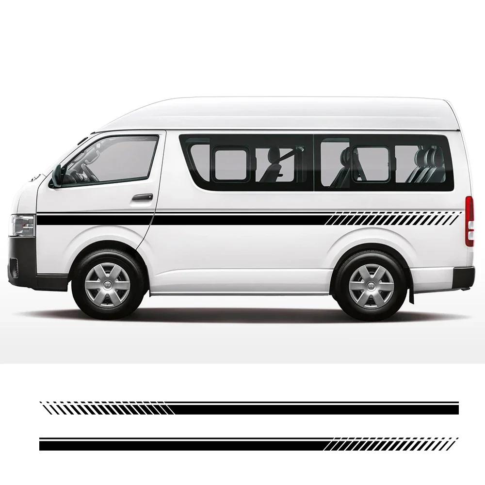 2PCS Car Door Waist Line Side Racing Stripes Decoration Stickers Auto Body Decor Vinyl Film Decals Accessories For Toyota Hiace