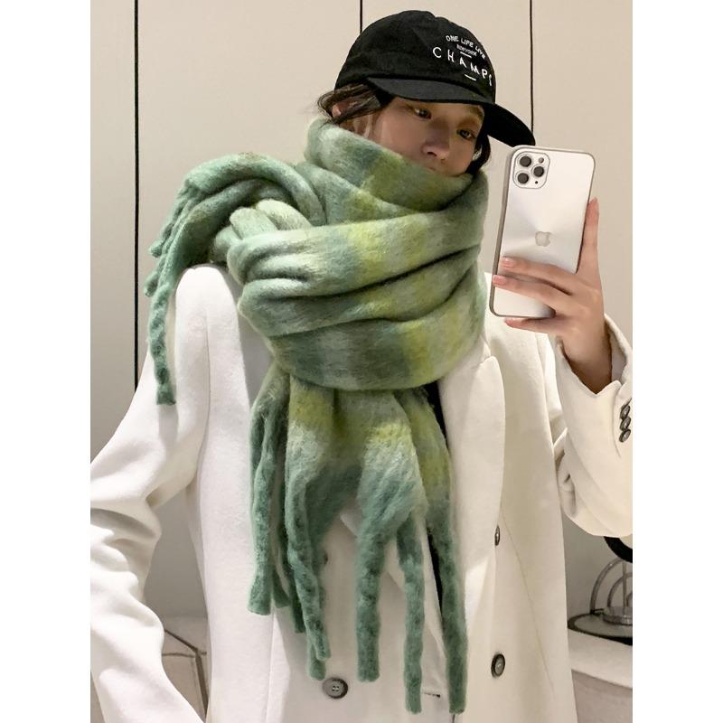 Striped Scarf Winter Girls Senior Pull Color Warm Scarf Student Couple Shawl Dual-purpose