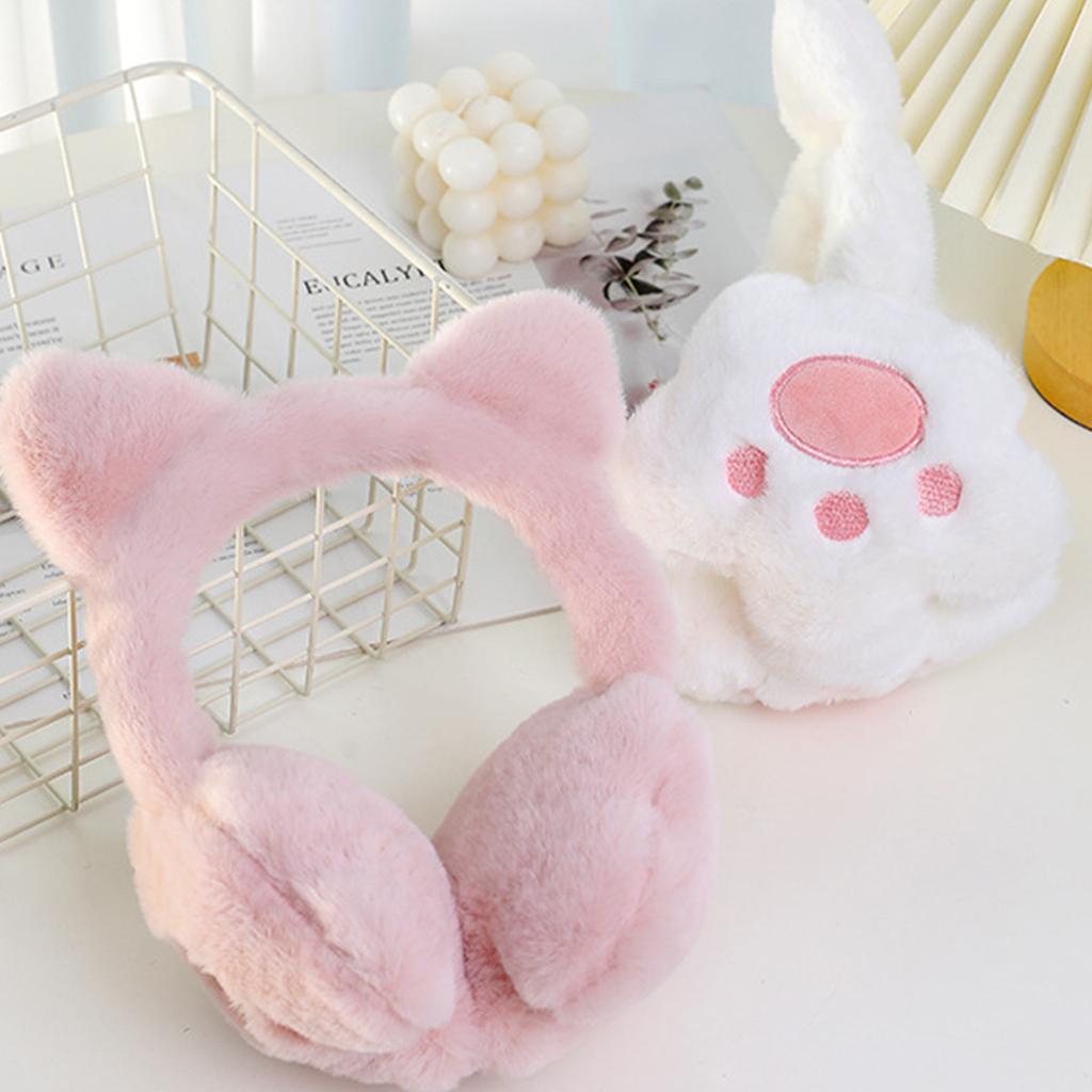 Cartoon Cat Ear Shape Plush Earmuff Adult Elastic Ear Warmer Winter Cold Winter Presents for Students Teens Skiing