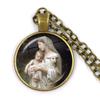 Virgin Mary and Baby Jesus Christian Catholicism Jewelry Necklace Blessed Mother Religious Art Glass Cabochon Dome Pendant Gift
