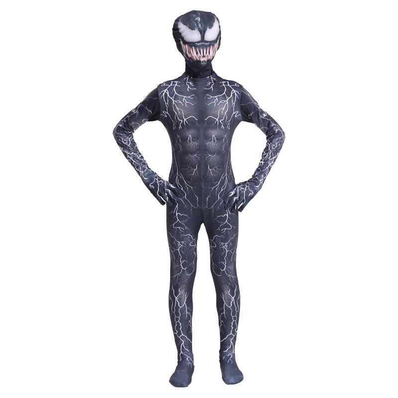 Venom Superhero Bodysuit Halloween Costume: Spiderman & Black Panther Cosplay Jumpsuit