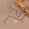 New In Early Spring, Simple Niche Double-Layer Chain, Versatile Round Brand Pendant, Five-Pointed Star Necklace, Women'S