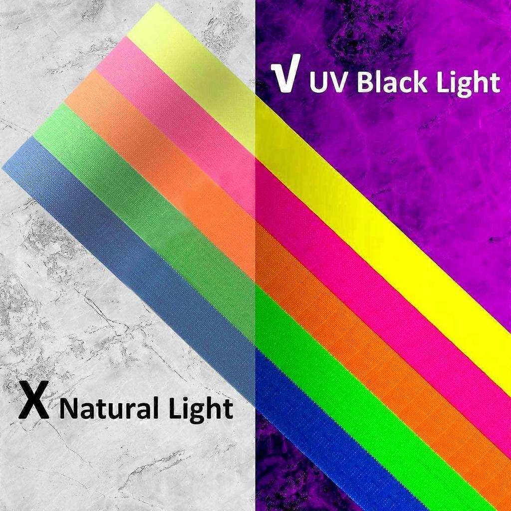 6 Colors Fluorescent UV Blacklight Glow In Dark Tape - Neno Gaffer Cloth Tape for Neno Party Decoration
