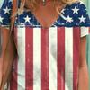 2022 Women's T-Shirts American Flag Print V-Neck Clothing Women's Fashion Tops Short Sleeves Sports T-Shirt Streetwear New Falls