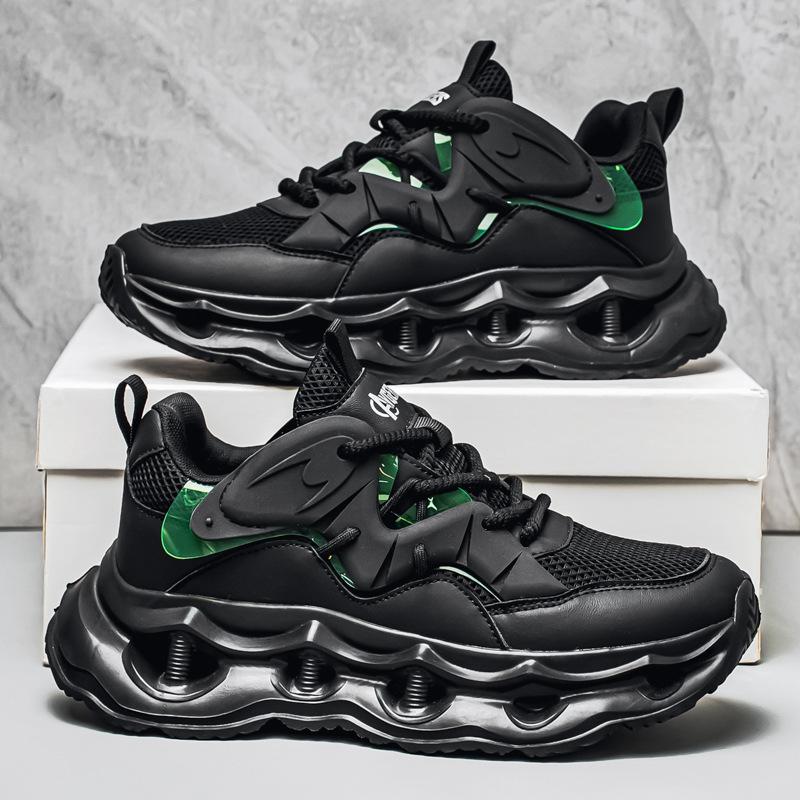 New thick-soled heightening dad shoes, leather surface sports shoes, air cushion, outdoor running and leisure