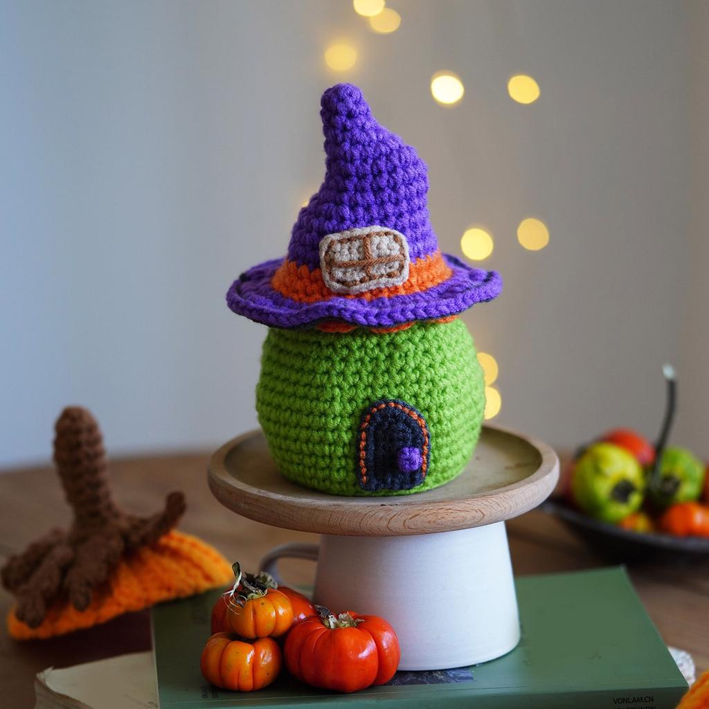 Halloween Candy House and Pumpkin Crochet Set with Step-by-Step Instruction Crochet Hook Yarns Large Eye Needle