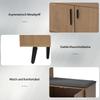 Modern Shoe Bench with Wood Grain, Shoe Cabinet, Four Storage Doors, Asymmetrical Metal Handles, W120/D34/H82.8 CM (OLD SKU: N657P242917N)