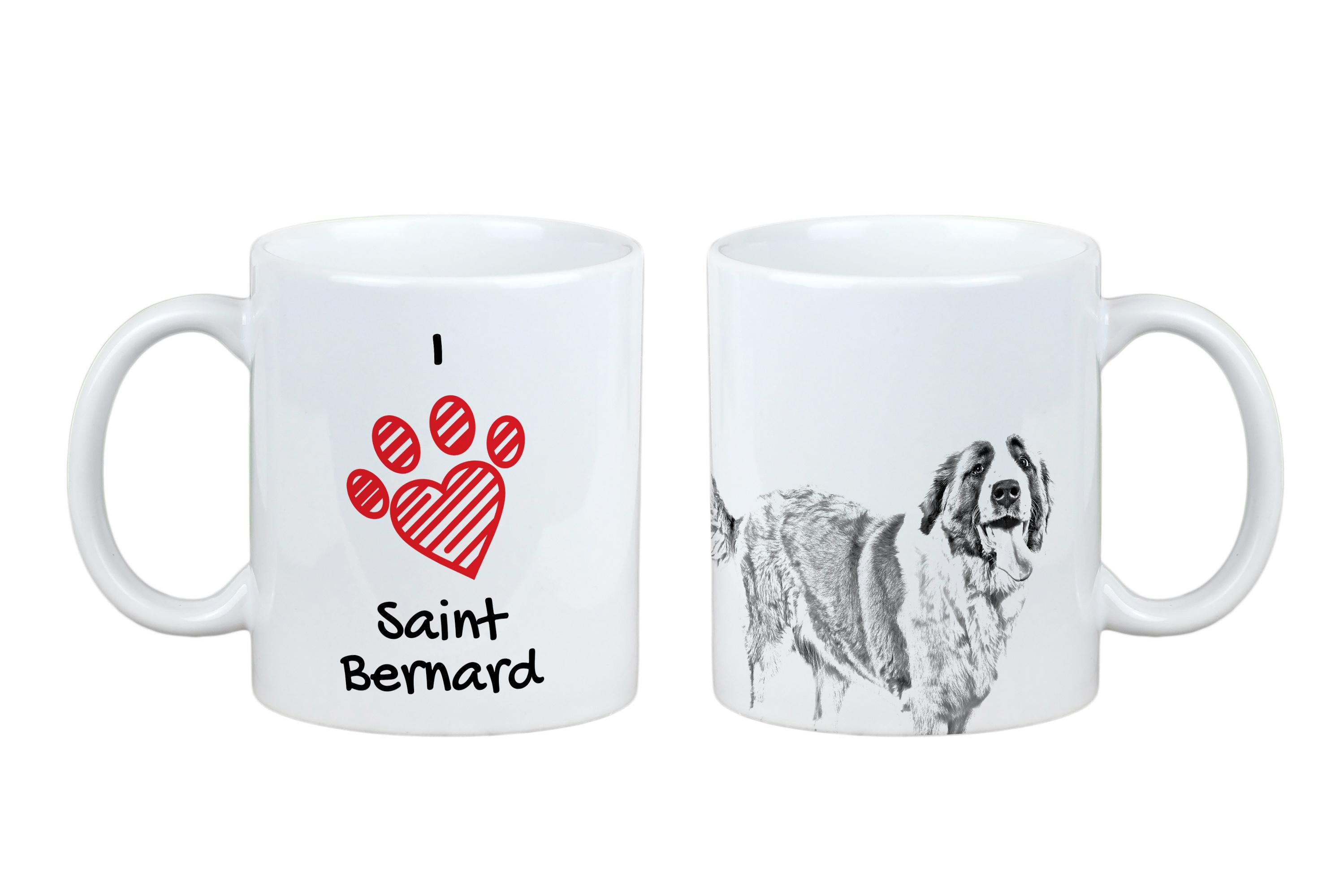 

St. Bernard, Saint Bernard, Alpine Mastiff, Bernhardiner - cup with a dog, cute cup with graphics, a gift with your photo from the Art-Dog brand білий
