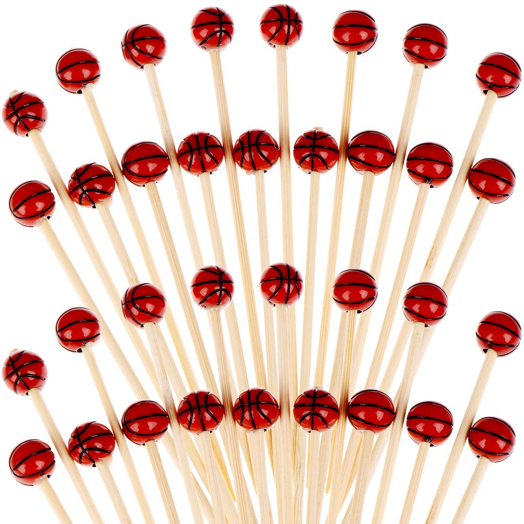 Bamboomn 3.9" Decorative Sports Ball End Bamboo Cocktail Fruit Sand