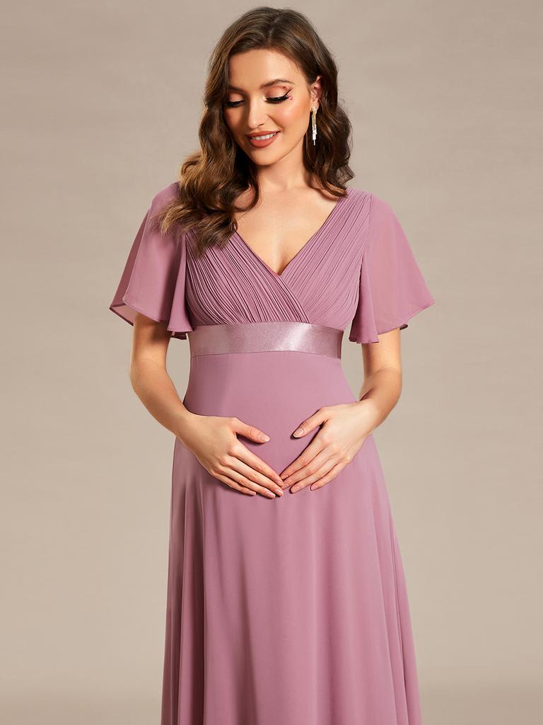 green lace bridesmaid dresses Half Sleeves Lace-up Back Bridesmaid Dresses with Slit