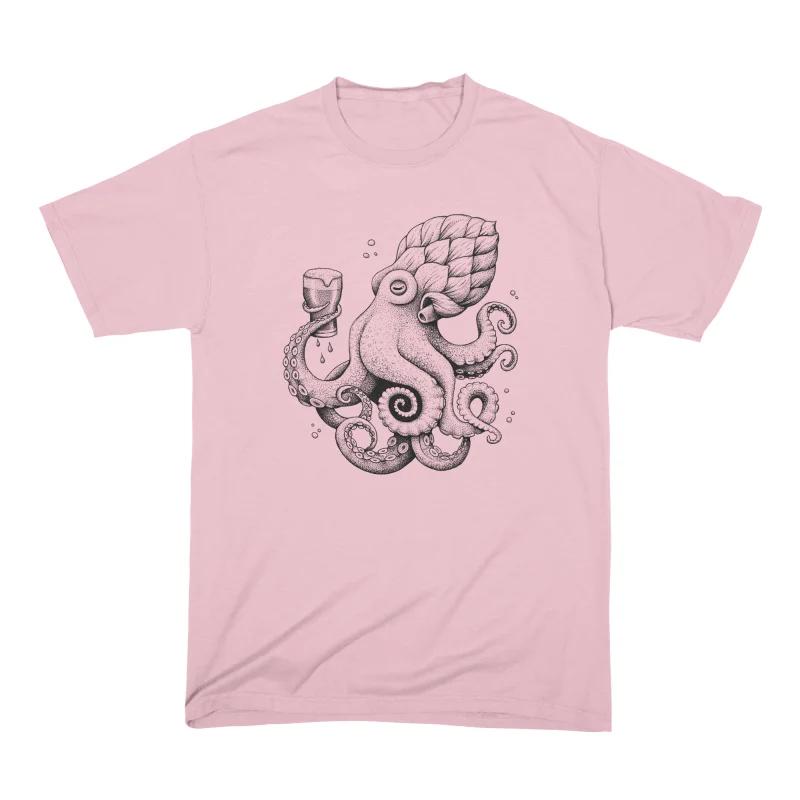 ZX Beer Octopus Graphic TShirt Men Women Cotton Casual Vintage Hop Print Tees S