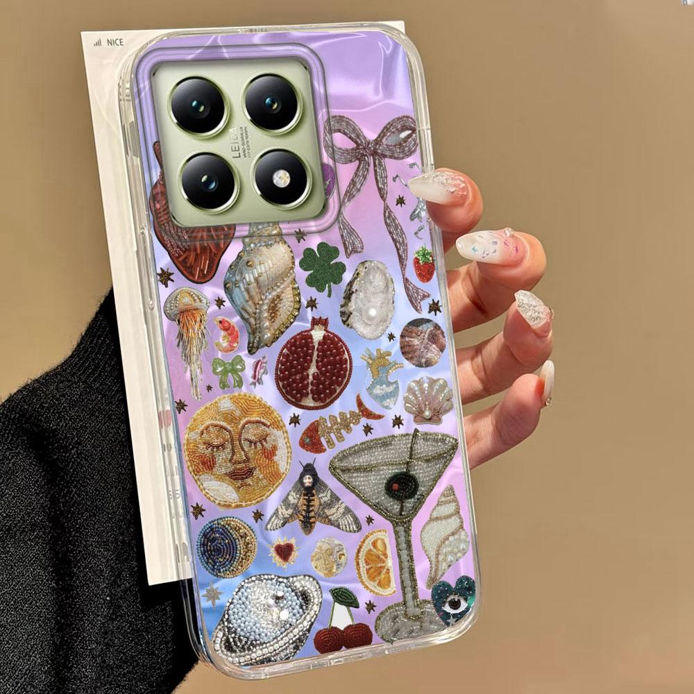 Фиолетовое лицо Солнце Звезды Женщины Девушки Ретро Стиль Водная Текстура Чехол для Телефона для Xiaomi Mi 13T 14T Pro 11 Lite NE 5G Силиконовый Чехол