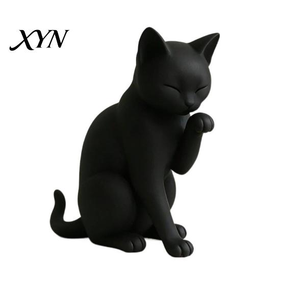 Elegante Katzenfigur Schwarzes Modell, Mini-Form-Ornament, 3D-gedruckte matte Figur, Dekorativ für Schreibtisch, Eingangsbereich, Schlafzimmer, Kleine Dekoration