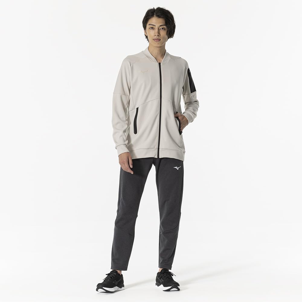 Mizuno Training Soft Stretch Comfortable and Oat Milk Heather Wear, Jacket, Lightweight, Unisex, 32MCB005,